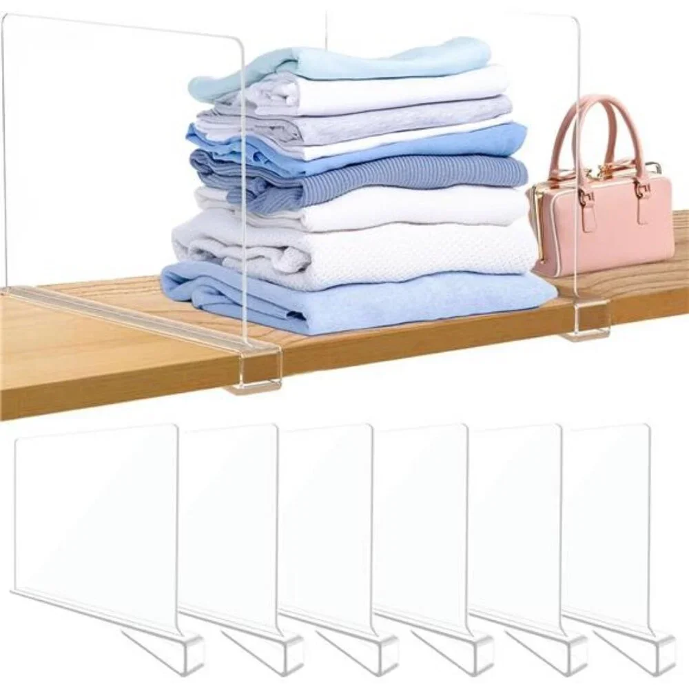 Acrylic Closet Shelf Dividers, Heavy Duty Organizer for Clothes, Handbags,